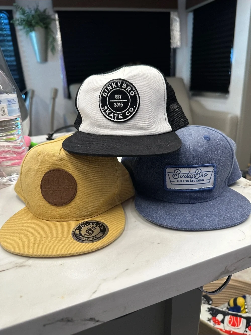 Kids Snapback Hat Trio — Yellow, Blue & White by BinkYBro